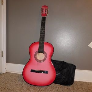 BC Pink Guitar With Case Strings